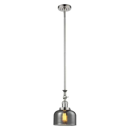 Innovations Lighting 1 Light Adjustable Large Bell 8In. Polished Nickel Mini Pendant With Smoked Glass, 511011 206-PN-G73